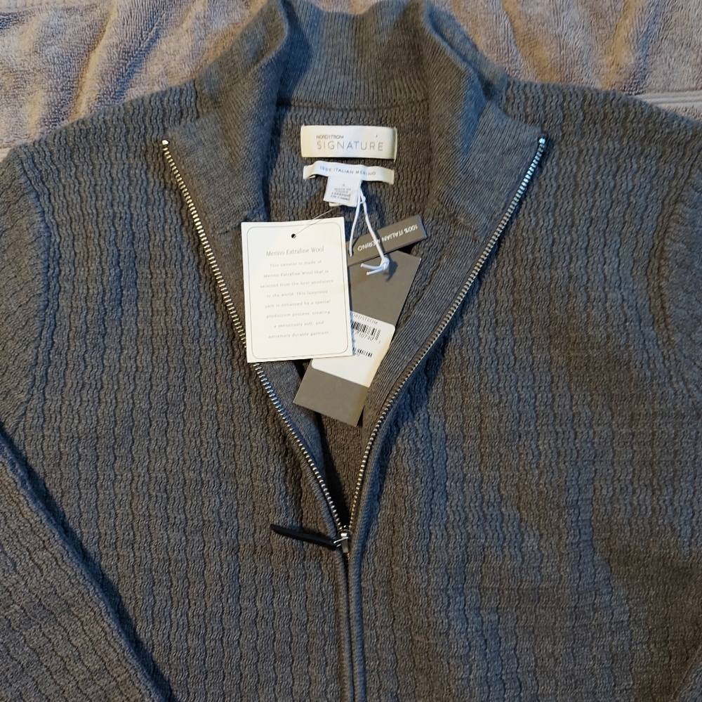 Nordstrom Signature Men's S Gray Zip Cardigan